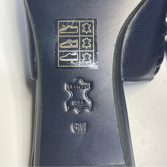 Tory Burch Sienna Woven Navy Blue Leather Mules Slide Sandals Shoes Size 6M - Picture 6 of 6